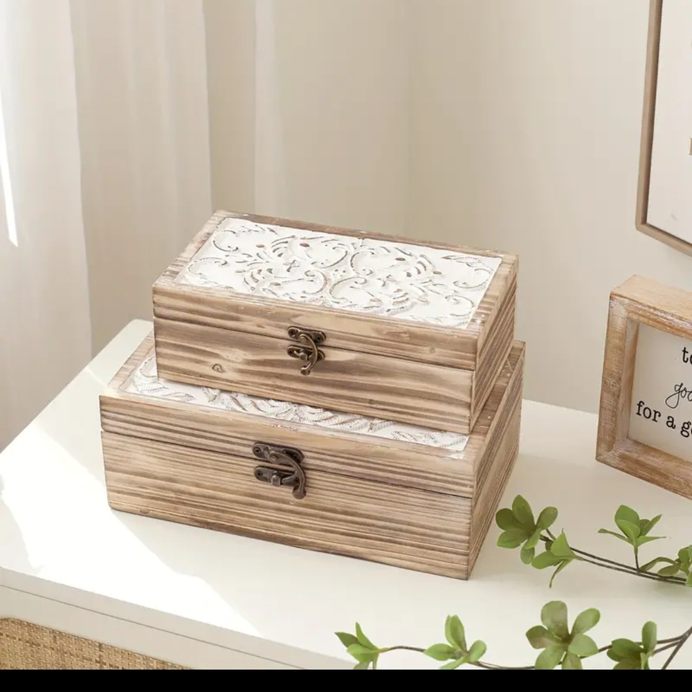 Cream and Brown Jewelry Organizer Set with Antique Clasp